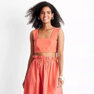NWT Women's Linen Square Neck Crop Top - Future Collective with Jenny K. Lopez C